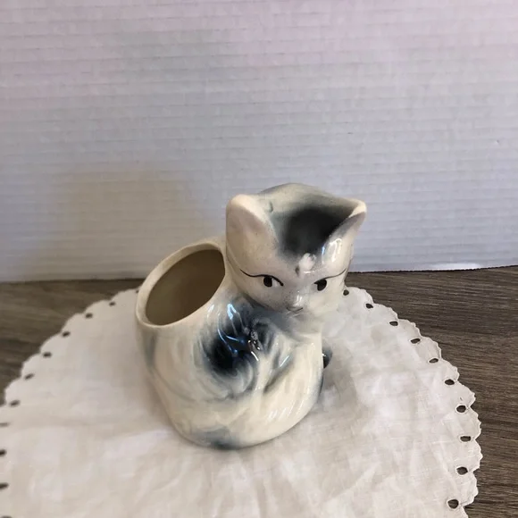 Vtg Ceramic Cat Planter - Picture 2 of 13